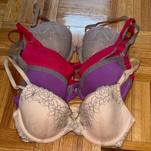 GAPBODY Favorite T-Shirt Lace Women's Bra Set 32B - Cream, Pink, Purple Violet